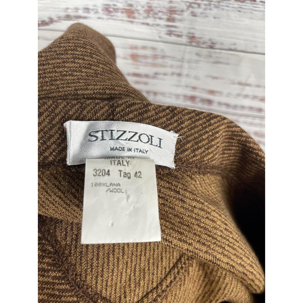 Stizzoli Women's 42 Size XL Brown Wool Made in Italy Herringbone High Rise Dress - Picture 4 of 8